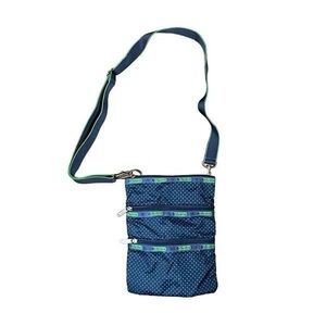 LeSportsac travel Classic polka dot 3-Zip Crossbody Bag green and dark blue